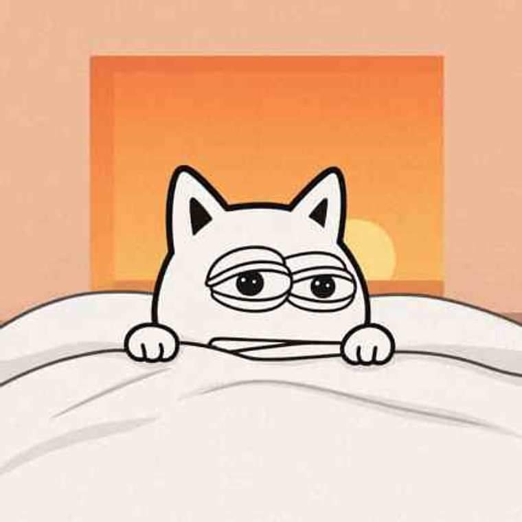 Doge Pepe waking up in bed